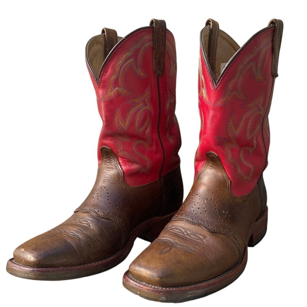 Double H Mens
ICE Saddle Vamp Work Roper Boots Red Shaft Square Toe size 10.5